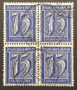 Germany Stamps 1921 Numeral Mesh wmk 75pf block of 4 Used SG184 MI185 - Picture 1 of 2