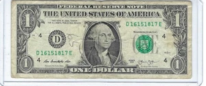 RARE 2013 $1 One Dollar Bill Fancy Serial # D16151817E Repeater Stepper Note - Picture 1 of 2