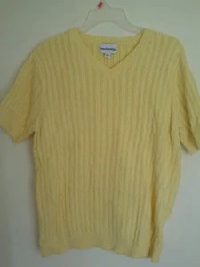Breckenridge yellow cable V-Neck Sweater Womens sz L - Picture 1 of 3
