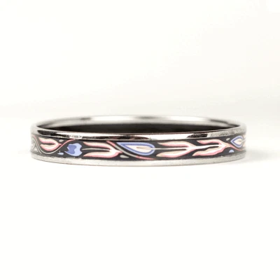 PULSERA HERMES 70 Brazalete Esmalte Estrecho Chapado en Paladio Estampado Foto 1 de 4