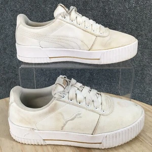 Puma Shoes Womens 6 Carina Summer Cat Athletic 373997-03 White Canvas Lace Up - Picture 1 of 11