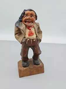 Estatuilla de hombre de madera tallada a mano vintage de Anri Italia pintada a mano - Imagen 1 de 12