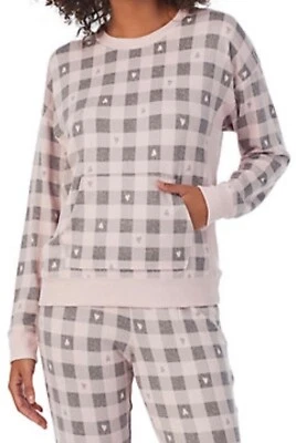 Conjunto de pijama tejido suéter suave Cuddl Duds talla XL - rosa a cuadros en el corazón - Nuevo Foto 1 de 2