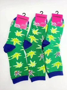 Everbright Women's Weed Leaf Mid Calf Socks Size 9-11 Color Green 3 Pairs NEW. - Picture 1 of 7