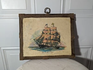 Vintage Old Ironsides 1797 - RF Harnett Boat Wooden Plaque Wall Hanging - Picture 1 of 2