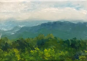 ACEO ATC Signed Art Print “Blue Ridge” Artist Trading Card Appalachian Mountains - Picture 1 of 2
