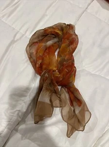 VTG CHIFFON SUNFLOWER TECTANGLE SCARF 16 By 40” U3 - Picture 1 of 7
