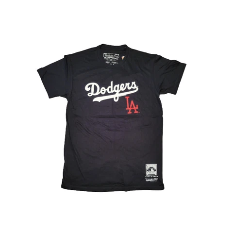 Mitchell & Ness Tee Los Angeles Dodgers T-Shirt LA Logo Black Shirt Cover