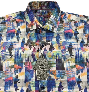 Camisa Visconti Negra Para Hombre L/S S Pequeña Negra y Multicolor Abstracta Nueva $125 Nueva Con Etiquetas - Imagen 1 de 9