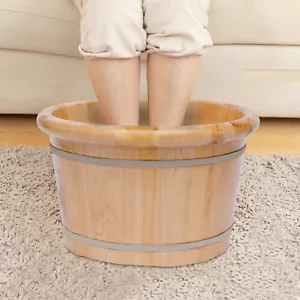 Foot Bath Barrel Foot Relax Basin Natural Wood Bucket Bath Bucket With Massager - Picture 1 of 12