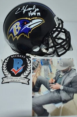 ED REED AUTOGRAFIADO VSR4 MÁSCARA PERSONALIZADA MINI CASCO BALTIMORE RAVENS HOF 19 BECKETT Foto 1 de 4