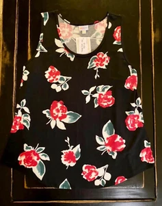 NWT 3XL LuLaRoe RED ROSES Tank Sleeveless Top 26 28 BLACK Floral - Picture 1 of 5