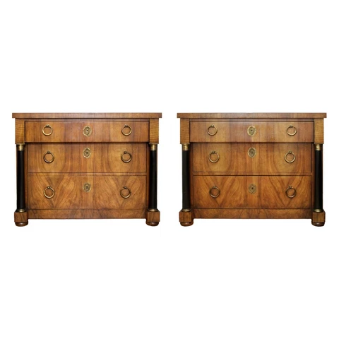 Vintage Baker Neoclassical Empire Bachelor Chests Dressers Nightstands - A Pair Cover