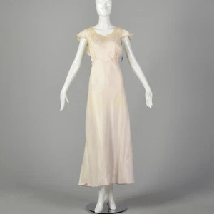 1940er Jahre Deadstock Nachthemd rosa Rayon Boudoir Slip Vintage Dessous Spitzenborte - Bild 1 von 10