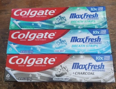 3 New Colgate Max Fresh Whitening With Mini Breath Strips Toothpastes, 6.3 oz - Image 1 of 4
