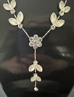 Claires Accessories Silver Toned And White Floral Neclace