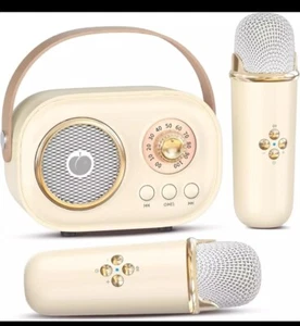 PRUNUS Mini Karaoke Maschine Tragbarer Bluetooth Lautsprecher mit 2 kabellosen Mikrofonen - Bild 1 von 8