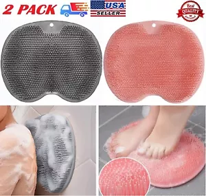 2 Stck. Dusche Rückenwäscher & Fußwäscher Wandmontage Silikon Bad Massage Pad - Bild 1 von 12