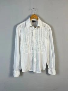 Just Cavalli Luxury Embroidered Men White Cotton Long Sleeve Shirt Size M - Picture 1 of 11