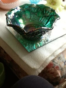 Indiana 3.5" T x 9" D Blue Carnival Glass Hobstar Bowl - Picture 1 of 4