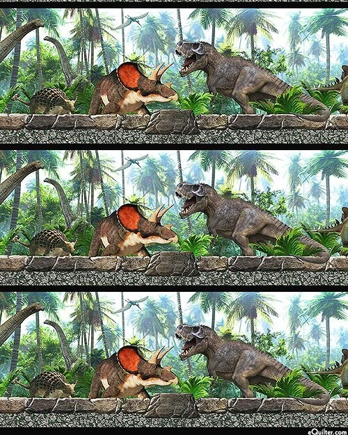 Dinosaur Stripe Jurassic INB Quilting Cotton  Fabric 46x112xm - image 1 of 1