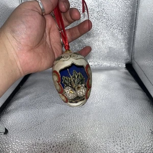 Vtg Love Birds Enamel Cloisonne Egg Ornament 2002 - Picture 1 of 5