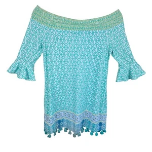 Vestido Cabana Life Coastal Cottage Fuera del Hombro Manga Campana Resort Wear Talla L - Imagen 1 de 9