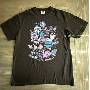 Custom Ink Graphic T-Shirt Black Cartoon Art Purple Blue Mens Size L - Picture 1 of 7