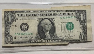 RARE Error $1 Dollar Miscut Misaligned Off Center $1 Dollar Federal Reserve Note - Picture 1 of 9