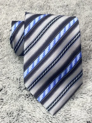 Corbata de seda de lujo para hombre Italo Ferretti Silvi Marina Italia azul geométrico 60x 3,5 Foto 1 de 4