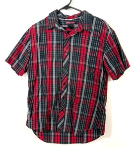 Hawk Men's XL Red Plaid Cotton Blend Short Sleeve Shirt - Picture 1 of 4