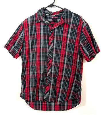 Hawk Men's XL Red Plaid Cotton Blend Short Sleeve Shirt - Image 1 of 4