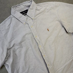 De Colección Polo Ralph Lauren Camisa Para Hombres XL Azul Blanco Rayas Oxford Carne Poni Preppy - Imagen 1 de 8