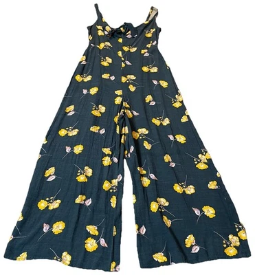 Mono floral de pierna ancha All In Favor talla M verde amarillo sin mangas boho ropa de club nocturno Foto 1 de 4