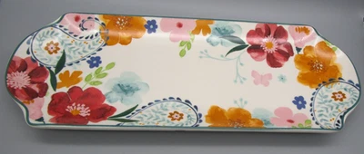 New Dolly Parton Watercolor Floral Paisley Stoneware Serving Tray 15" x 6" - Image 1 of 4