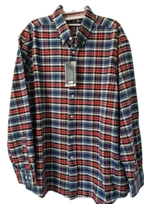 Roundtree & York Casuals Oxford Button Down Red Blue Plaid Shirt Mens Sz LG NWT - Image 1 of 4