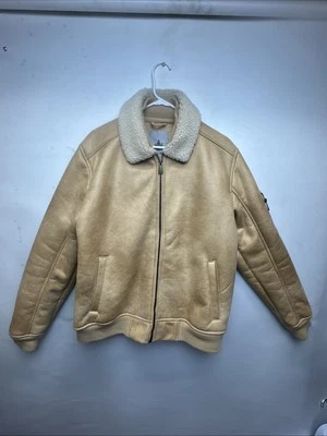 Rainforest Faux Shearling Lined Leather Aviator Jacket Vintage Pine Men’s Size M - Image 1 of 4