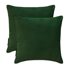 Dark Green Velvet Throw Pillow Covers, 16"x16" (Pack of 2)-Dark Green Velvet - Picture 1 of 6