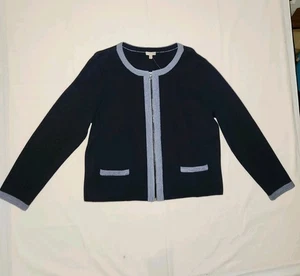 NWT Talbots Womens Size Petite XL Gray Trim Blend Full Zip Blazer MSRP $99 - Picture 1 of 24