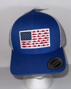 Columbia PFG Ganchos Snap Back Malla Azul Rendimiento Equipo de Pesca Gorra Sombrero Bandera AM - Imagen 1 de 13