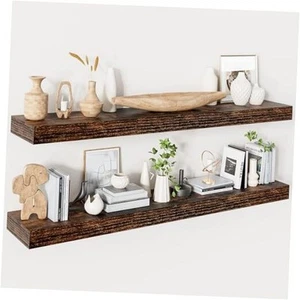 Floating Shelves for Wall 48 Inches Long,9.3" 47.3"Wx9.3"Dx1.5"H,Set of 2 Brown - Picture 1 of 7