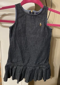 Ralph Lauren Denim Dropped Waist Denim Jumper Dress Toddler Girl 2T - Picture 1 of 7