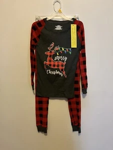 Kissage children’s Jumping Deer Merry Christmas Pajamas 12 red black - Picture 1 of 11