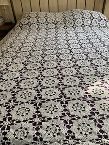 Handmade Ivory Queen Size Crochet Blanket - Picture 1 of 3