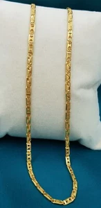 Real Gold 22K Hallmark Yellow Real Gold Link Men's Necklace Chain 18"-26" Dainty - Picture 1 of 6