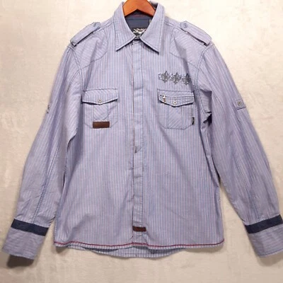 Fender Custom Shop Hombres LNG Slv. Camisa con botones talla XL/azul-rojo rayas/rock n roll Foto 1 de 4