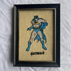 **RARE** Vintage Handmade Needle Point Portrait of Batman 1966 - Picture 1 of 5