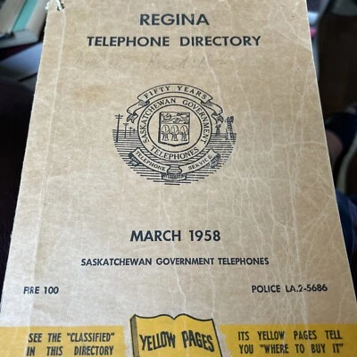 Regina Telephone Directory w Yellow Pages 1958 Saskatchewan 300 pages? - Image 1 of 4