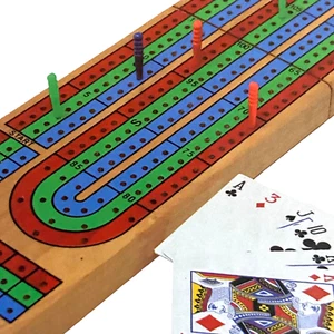 Cribbage Solid Wood Board Game with Cards and Pegs - Picture 1 of 3