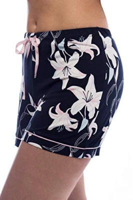 Jones New York Sleepwear Bottoms Womens Medium Navy Floral Shorts EUC Pull On - Image 1 of 4